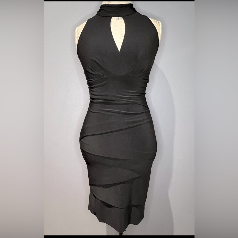 White House Black Market Mock Neck Black Instantly Slimming Dress Size 2 - Picture 4 of 10
